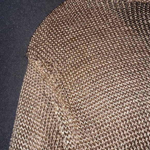 New York Company Sweater Womens Large Gold Metallic Knit V Neck Pullover Shimmer - Picture 9 of 9